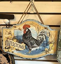 Rooster Welcome Slate